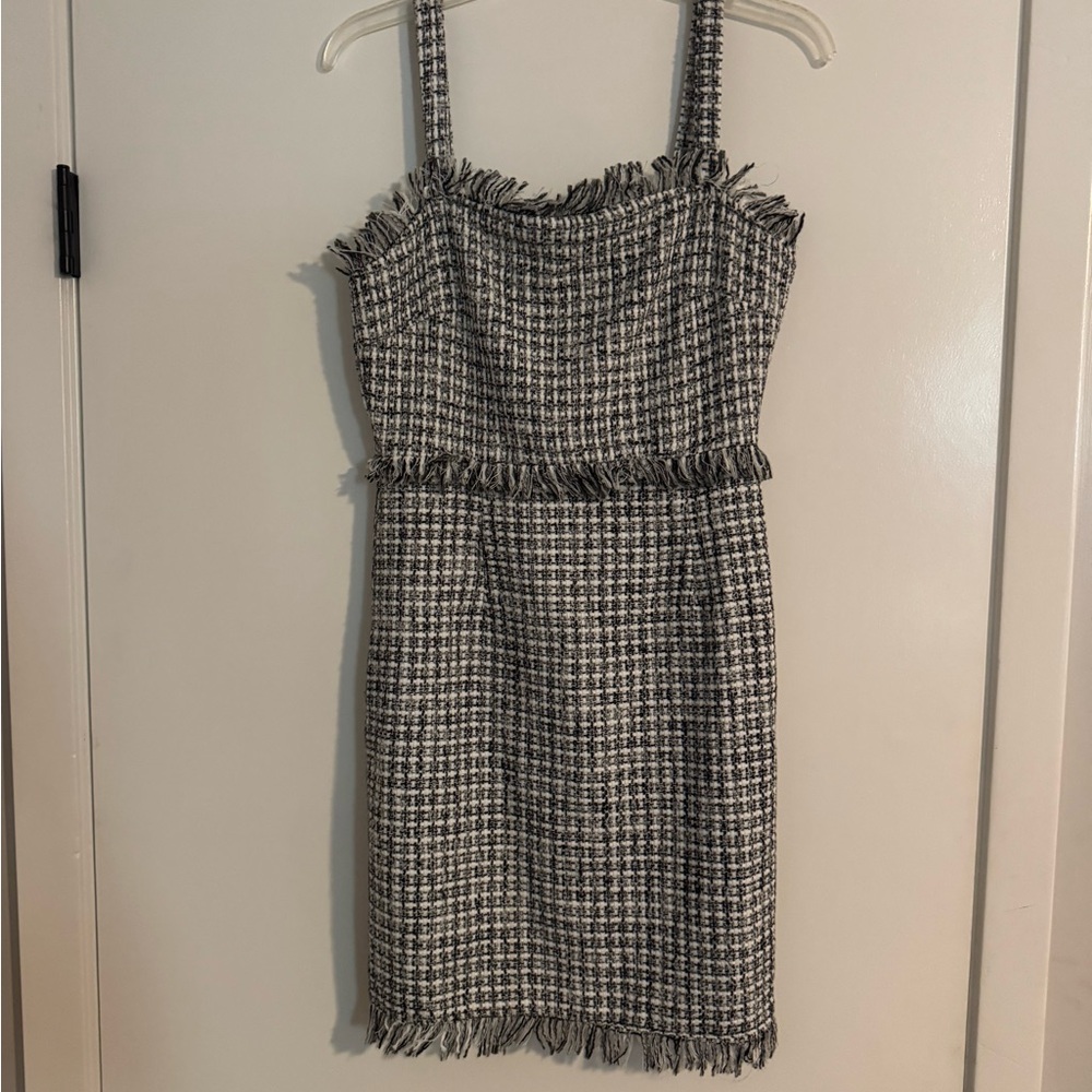 fab'rik Black and White Tweed Mini Dress